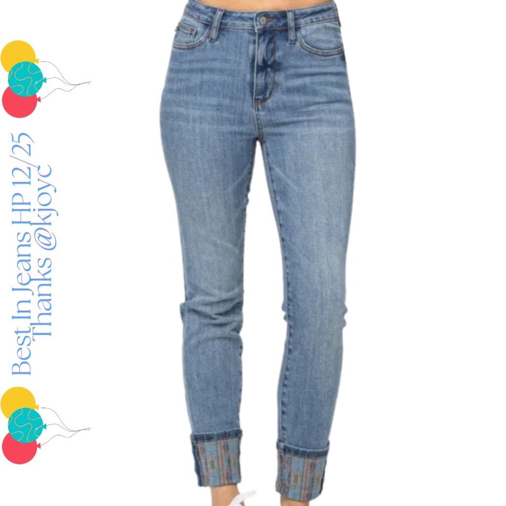 Judy Blue Super Cute SW Print Cuffed Jean